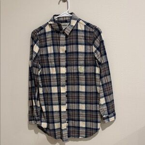 L.L. Bean Men's Casual Plaid Shirt - Navy and Beige